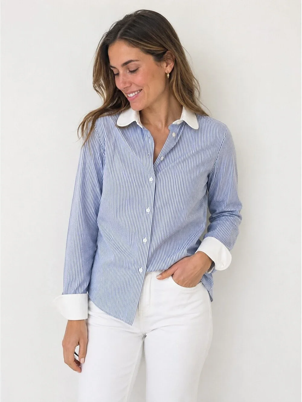 NWT Kate Spade New York Emmy Top Blue/White Striped Button Down Size 6